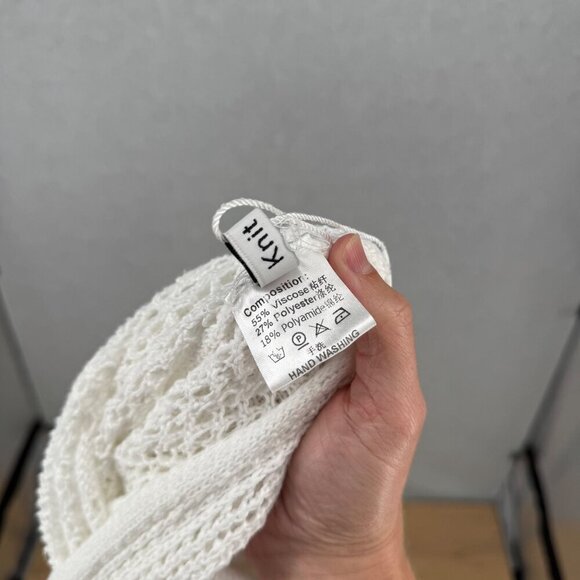 Unbranded Open Knit Crochet Maxi Dress Cover Up Size M White Sheer Beachy Casual - Picture 5 of 11